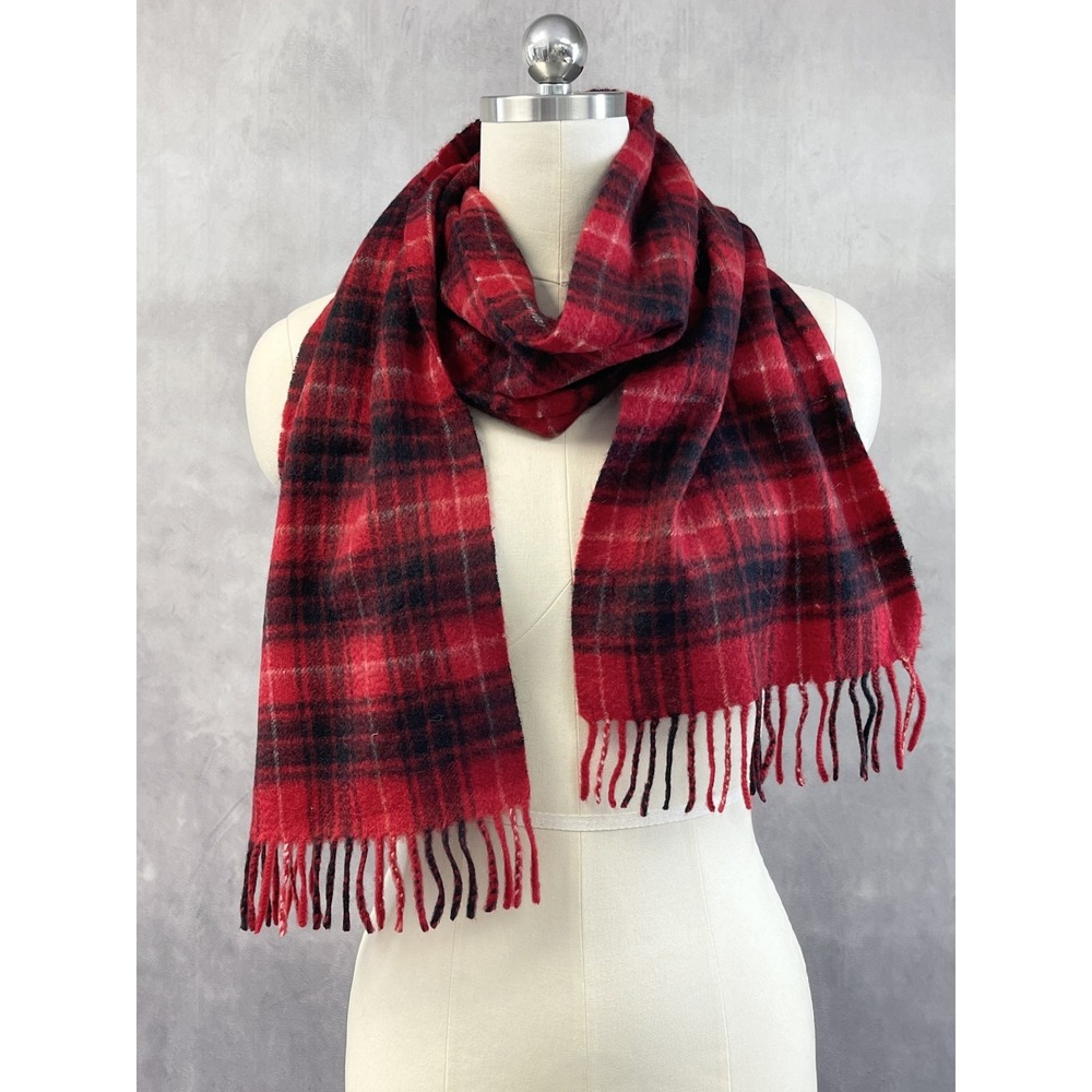 Red Plaid Cashmere Scarf Soft Warm Minimal Tartan Old Money Preppy Winter Target